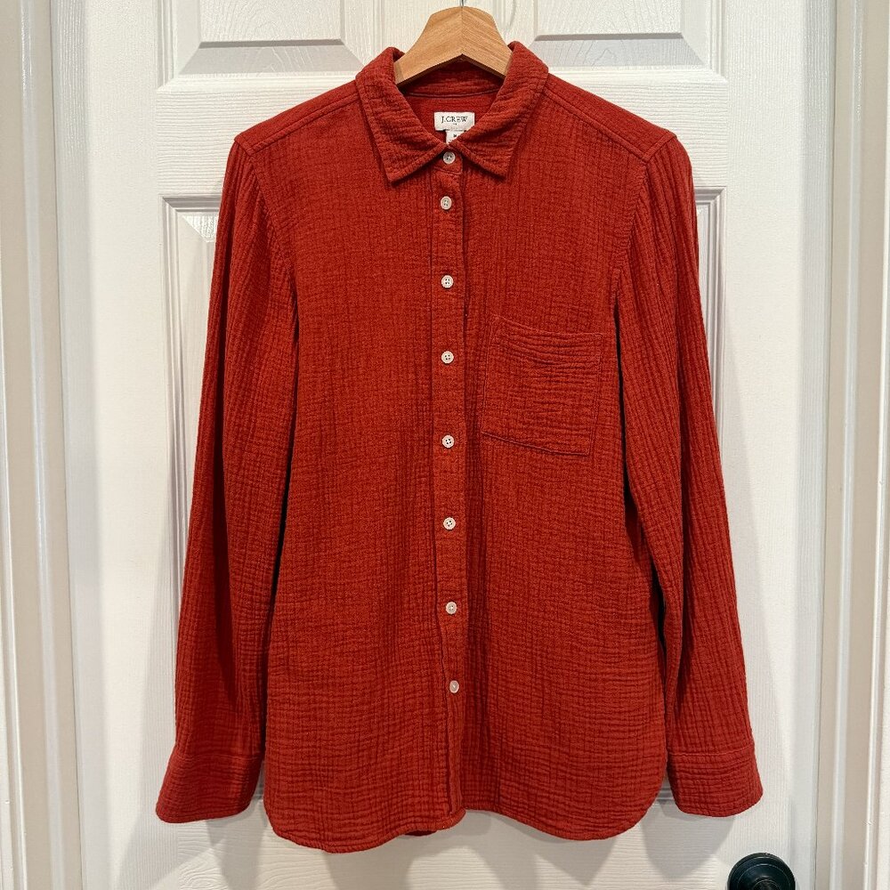 J. Crew Factory Double-gauze button-up shirt, Rust, size S